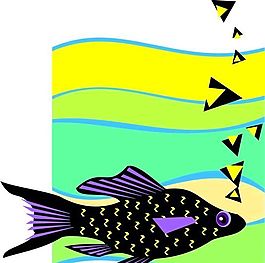 五彩小魚 水生動物 矢量素材 EPS格式_0061