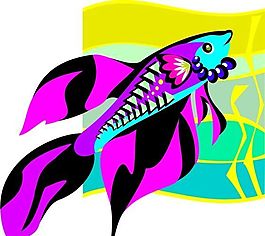 五彩小魚 水生動物 矢量素材 EPS格式_0057
