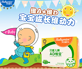 可爱卡通维生素详情海报