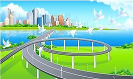 道路 美麗風景 矢量素材 ai格式_05