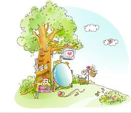 漫画风景 幻想世界 矢量素材 AI_191