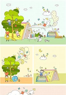 漫畫風景 幻想世界 矢量素材 AI_171