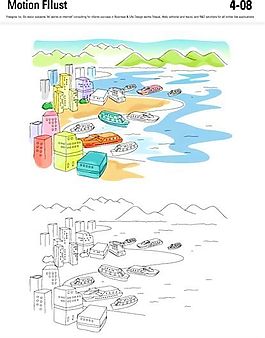 漫畫風(fēng)景 幻想世界 矢量素材 AI_137