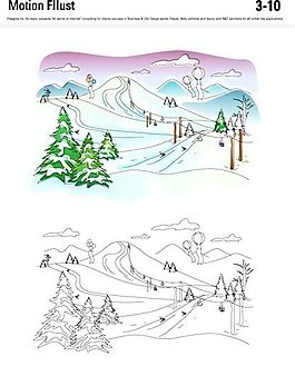 漫畫(huà)風(fēng)景 幻想世界 矢量素材 AI_129