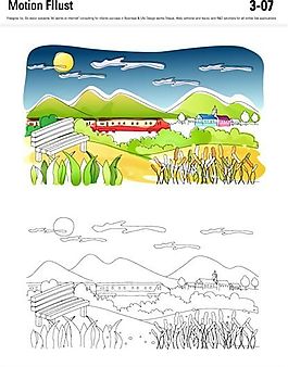 漫畫風(fēng)景 幻想世界 矢量素材 AI_126