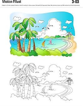漫畫風景 幻想世界 矢量素材 AI_122