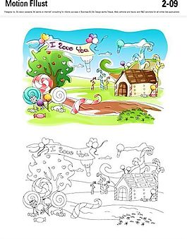 漫畫風(fēng)景 幻想世界 矢量素材 AI_118