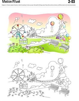 漫畫風(fēng)景 幻想世界 矢量素材 AI_112
