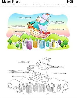 漫畫風(fēng)景 幻想世界 矢量素材 AI_104