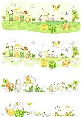 漫畫(huà)風(fēng)景 幻想世界 矢量素材 AI_027
