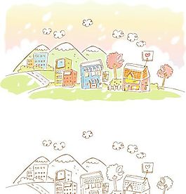 漫畫風(fēng)景 幻想世界 矢量素材 AI_026