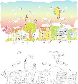 漫畫風(fēng)景 幻想世界 矢量素材 AI_012