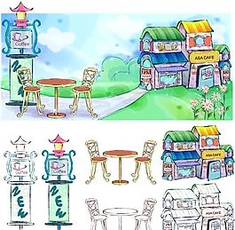 漫畫風光 自然風光 矢量素材 AI_63