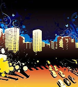 潮流城市插画矢量素材 eps格式_02