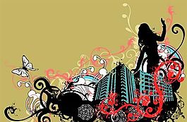 潮流城市建筑主题插画矢量素材03