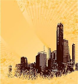 潮流城市建筑主题插画矢量素材02