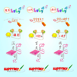 滿月百天周歲十歲psd字