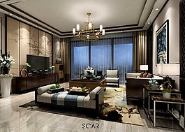 現(xiàn)代中式效果圖