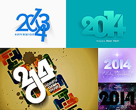 噴濺馬賽克與2014文字矢量素材免費(fèi)下載