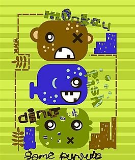 卡通動物印花 矢量CDR_447