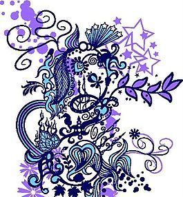 歐美花紋 矢量EPS_8824
