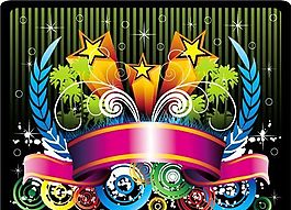 矢量潮流元素 banner 絲帶 飄帶 立體星星 麥穗 花朵 花紋 蝴蝶 eps格式_05