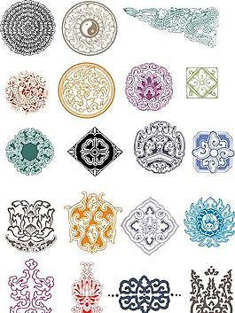 中國古代花紋矢量素材