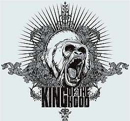動(dòng)物頭像主題t-shirt圖案矢量素材 eps格式_01