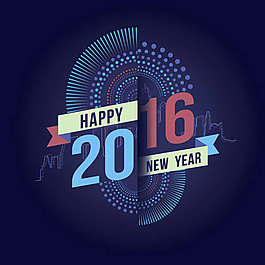 時尚新年2016字體設計矢量素材