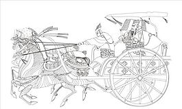 矢量白描馬車人物01