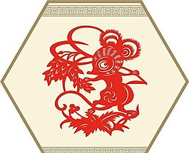 鼠剪紙矢量圖