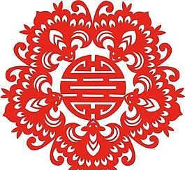 寿字民间剪纸矢量素材