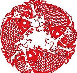 魚(yú) 矢量民俗剪紙素材 AI源文件
