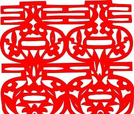 0055_雙喜字 囍 吉祥圖案 剪紙 矢量AI