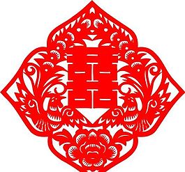 0036_雙喜字 囍 吉祥圖案 剪紙 矢量AI