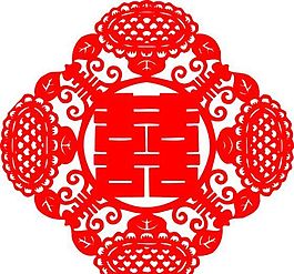 0028_雙喜字 囍 吉祥圖案 剪紙 矢量AI