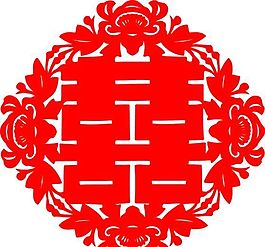 0023_雙喜字 囍 吉祥圖案 剪紙 矢量AI