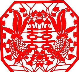 0019_雙喜字 囍 吉祥圖案 剪紙 矢量AI