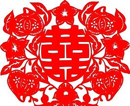 0095_雙喜字 囍 吉祥圖案 剪紙 矢量AI