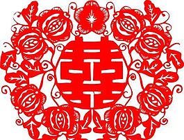 0094_雙喜字 囍 吉祥圖案 剪紙 矢量AI