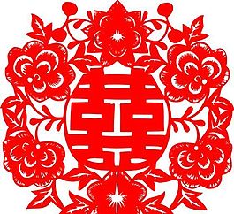 0090_雙喜字 囍 吉祥圖案 剪紙 矢量AI