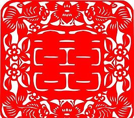 0087_雙喜字 囍 吉祥圖案 剪紙 矢量AI