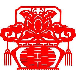 0080_雙喜字 囍 吉祥圖案 剪紙 矢量AI