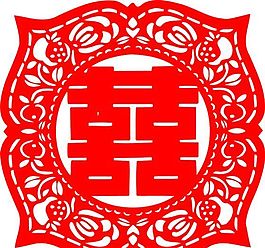 0077_雙喜字 囍 吉祥圖案 剪紙 矢量AI