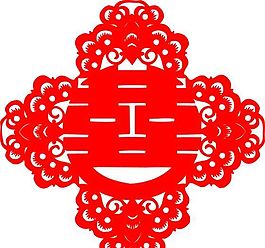 0075_雙喜字 囍 吉祥圖案 剪紙 矢量AI
