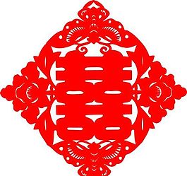 0074_雙喜字 囍 吉祥圖案 剪紙 矢量AI