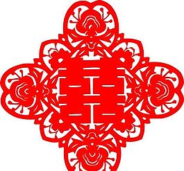 0073_雙喜字 囍 吉祥圖案 剪紙 矢量AI