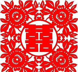 0068_雙喜字 囍 吉祥圖案 剪紙 矢量AI