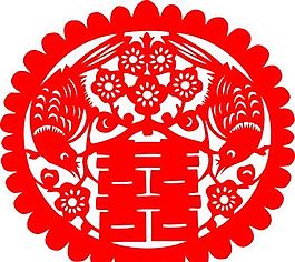 0064_雙喜字 囍 吉祥圖案 剪紙 矢量AI