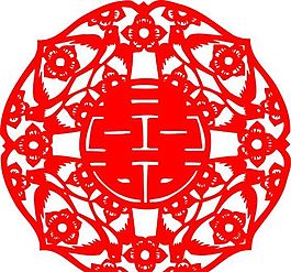 0051_雙喜字 囍 吉祥圖案 剪紙 矢量AI